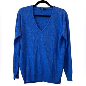 Cashmere Collection Royal Blue V-Neck Sweater Men's